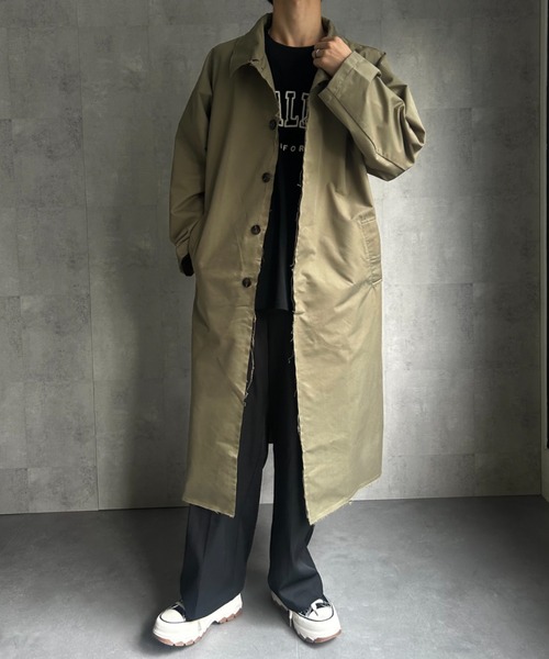 CREARE -LINO-（クレアーレリノ）の「カットオフ ステンカラーコート（ステンカラーコート・メンズ・ブラウン/ブラック/カーキ・M/L/XL）」の17枚目の写真