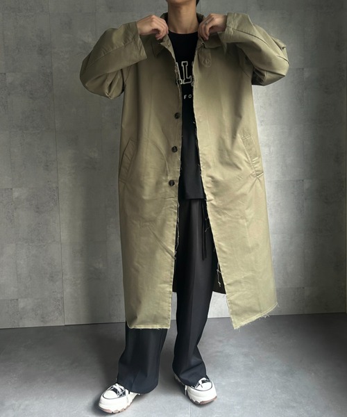 CREARE -LINO-（クレアーレリノ）の「カットオフ ステンカラーコート（ステンカラーコート・メンズ・ブラウン/ブラック/カーキ・M/L/XL）」の10枚目の写真