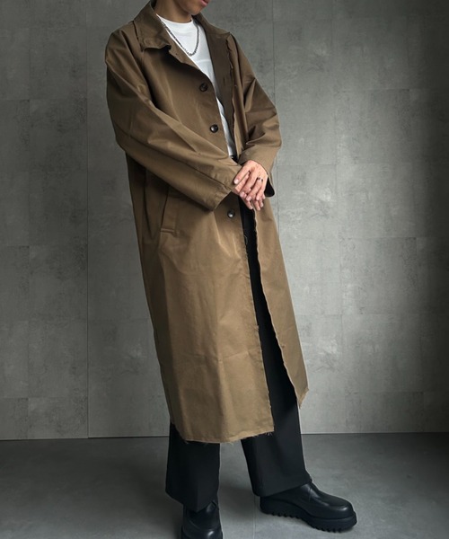 CREARE -LINO-（クレアーレリノ）の「カットオフ ステンカラーコート（ステンカラーコート・メンズ・ブラウン/ブラック/カーキ・M/L/XL）」の13枚目の写真