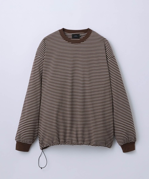 セール】【SLICK/スリック】30/2 Micro Border LS Drawstring T-Shirt