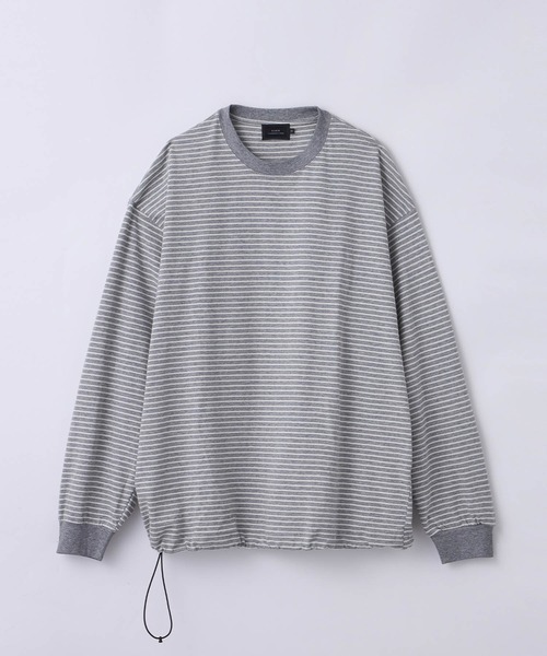 SLICK/スリック】30/2 Micro Border LS Drawstring T-Shirt/マイクロ