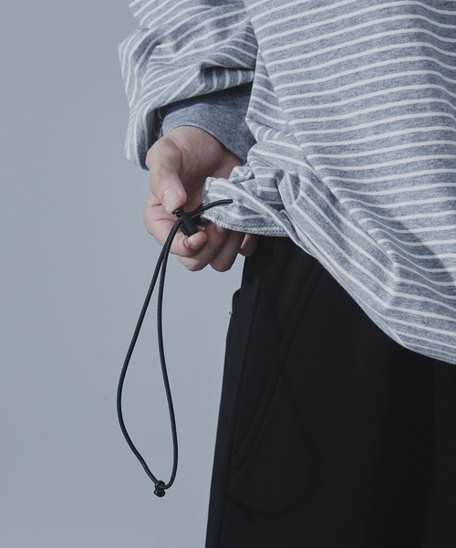 SLICK/スリック】30/2 Micro Border LS Drawstring T-Shirt/マイクロ