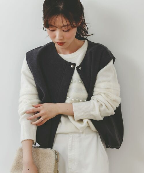 le.coeur blanc（ルクールブラン）の「メルトンバルーンベスト（その他アウター・レディース・グレイッシュベージュ/チャコールグレー・38）」の7枚目の写真