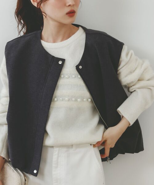 le.coeur blanc（ルクールブラン）の「メルトンバルーンベスト（その他アウター・レディース・グレイッシュベージュ/チャコールグレー・38）」の8枚目の写真