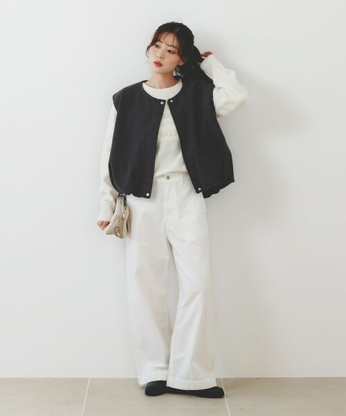 le.coeur blanc（ルクールブラン）の「メルトンバルーンベスト（その他アウター・レディース・グレイッシュベージュ/チャコールグレー・38）」の10枚目の写真