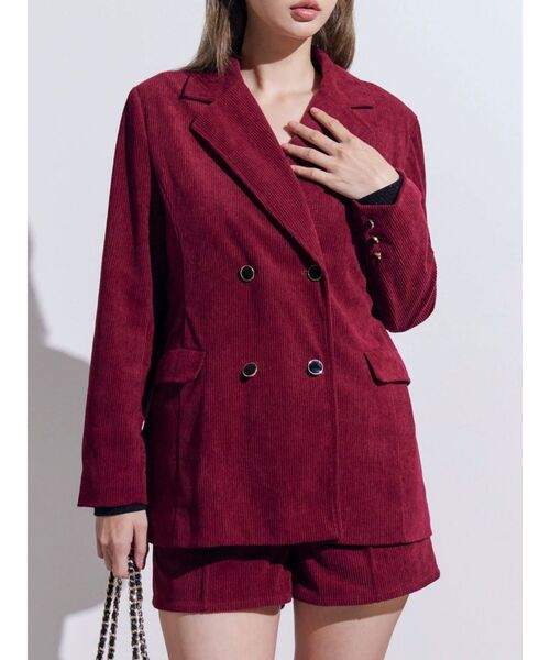 EATME（イートミー）の「コーデュロイルーズジャケット（テーラードジャケット・レディース・アイボリー/ブラック/ワイン・FREE）」の3枚目の写真