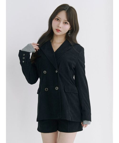 EATME（イートミー）の「コーデュロイルーズジャケット（テーラードジャケット・レディース・アイボリー/ブラック/ワイン・FREE）」の14枚目の写真