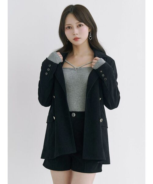 EATME（イートミー）の「コーデュロイルーズジャケット（テーラードジャケット・レディース・アイボリー/ブラック/ワイン・FREE）」の15枚目の写真