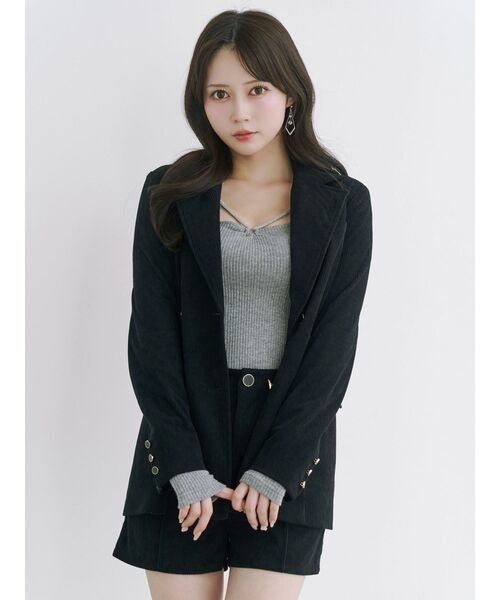 EATME（イートミー）の「コーデュロイルーズジャケット（テーラードジャケット・レディース・アイボリー/ブラック/ワイン・FREE）」の16枚目の写真