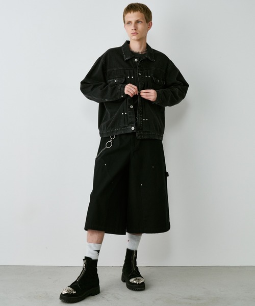 AIVER(アイバー)の「AIVER オーバーダイリベットGジャン(デニムジャケット・メンズ・ブラック/グリーン/パープル系その他・SMALL/MEDIUM/LARGE)」の7枚目の写真