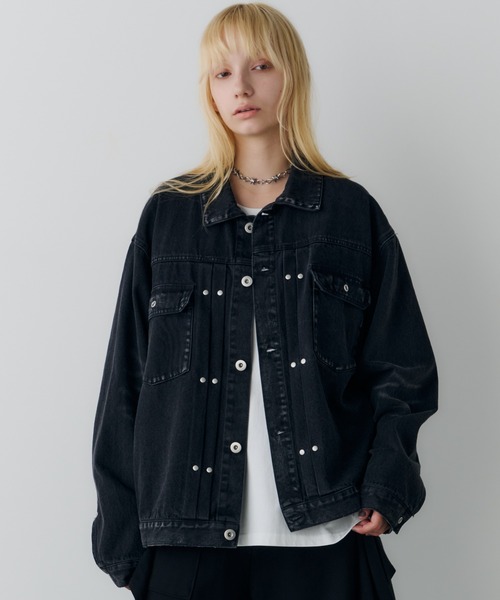 AIVER(アイバー)の「AIVER オーバーダイリベットGジャン(デニムジャケット・メンズ・ブラック/グリーン/パープル系その他・SMALL/MEDIUM/LARGE)」の15枚目の写真