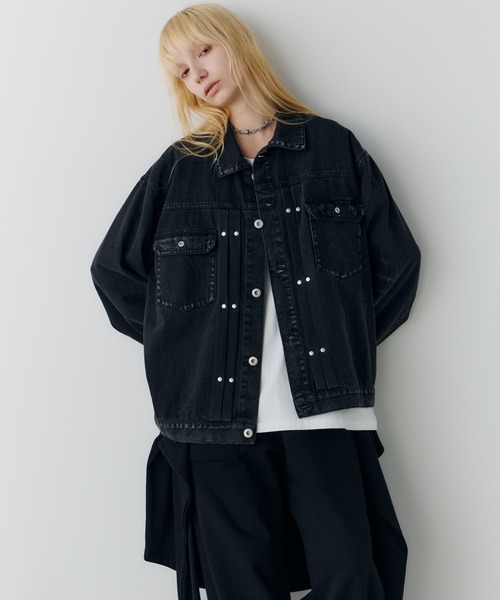 AIVER(アイバー)の「AIVER オーバーダイリベットGジャン(デニムジャケット・メンズ・ブラック/グリーン/パープル系その他・SMALL/MEDIUM/LARGE)」の21枚目の写真