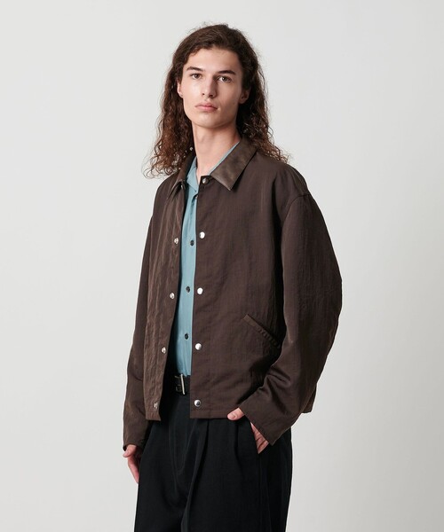 ヴィンテージ ナイロン ツイル レザーライク カラー ジャケット