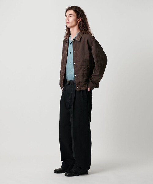 MONKEY TIME（モンキータイム）の「ヴィンテージ ナイロン ツイル レザーライク カラー ジャケット（ブルゾン・メンズ・ダークブラウン/ブラック・S/M/L/XL）」の9枚目の写真