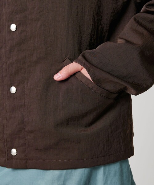 MONKEY TIME（モンキータイム）の「ヴィンテージ ナイロン ツイル レザーライク カラー ジャケット（ブルゾン・メンズ・ダークブラウン/ブラック・S/M/L/XL）」の15枚目の写真