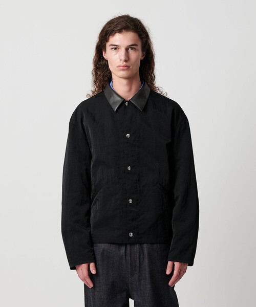 ヴィンテージ ナイロン ツイル レザーライク カラー ジャケット