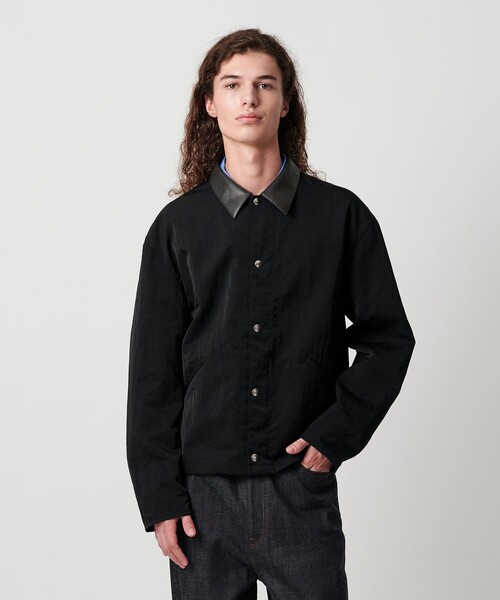 MONKEY TIME（モンキータイム）の「ヴィンテージ ナイロン ツイル レザーライク カラー ジャケット（ブルゾン・メンズ・ダークブラウン/ブラック・S/M/L/XL）」の21枚目の写真