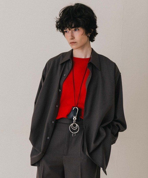 CREDONA(クレドナ)の「SAVILE WOOL SHIRT/サビルウールシャツ(シャツ/ブラウス・レディース・ブラウン/ベージュ/グレー・FREE)」の2枚目の写真