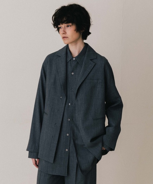 CREDONA(クレドナ)の「SAVILE WOOL SHIRT/サビルウールシャツ(シャツ/ブラウス・レディース・ブラウン/ベージュ/グレー・FREE)」の5枚目の写真