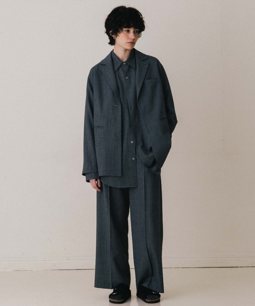 CREDONA(クレドナ)の「SAVILE WOOL SHIRT/サビルウールシャツ(シャツ/ブラウス・レディース・ブラウン/ベージュ/グレー・FREE)」の4枚目の写真