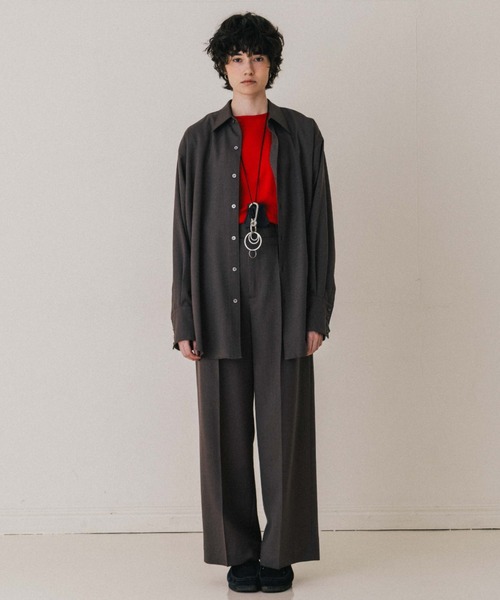 CREDONA(クレドナ)の「SAVILE WOOL SHIRT/サビルウールシャツ(シャツ/ブラウス・レディース・ブラウン/ベージュ/グレー・FREE)」の8枚目の写真