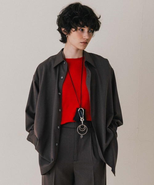 CREDONA(クレドナ)の「SAVILE WOOL SHIRT/サビルウールシャツ(シャツ/ブラウス・レディース・ブラウン/ベージュ/グレー・FREE)」の9枚目の写真