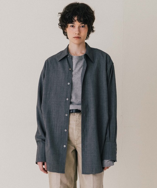 CREDONA(クレドナ)の「SAVILE WOOL SHIRT/サビルウールシャツ(シャツ/ブラウス・レディース・ブラウン/ベージュ/グレー・FREE)」の10枚目の写真