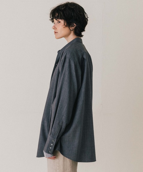 CREDONA(クレドナ)の「SAVILE WOOL SHIRT/サビルウールシャツ(シャツ/ブラウス・レディース・ブラウン/ベージュ/グレー・FREE)」の11枚目の写真