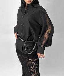 resil 花柄レース ブラックシャツ サイズ38 resil 花柄レース ブラックシャツ サイズ38