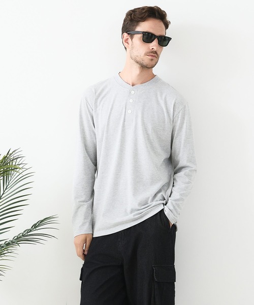 UNIIT(ユニット)の「【汗染みの目立ちにくいTシャツ ZEROSTAIN/ゼロステイン】ヘンリーネック ロンT 防汚 UVカット(Tシャツ/カットソー・メンズ・ホワイト/ブラック/杢グレー・X-LARGE/LARGE/MEDIUM)」の1枚目の写真