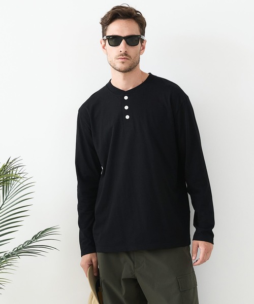 UNIIT(ユニット)の「【汗染みの目立ちにくいTシャツ ZEROSTAIN/ゼロステイン】ヘンリーネック ロンT 防汚 UVカット(Tシャツ/カットソー・メンズ・ホワイト/ブラック/杢グレー・X-LARGE/LARGE/MEDIUM)」の3枚目の写真