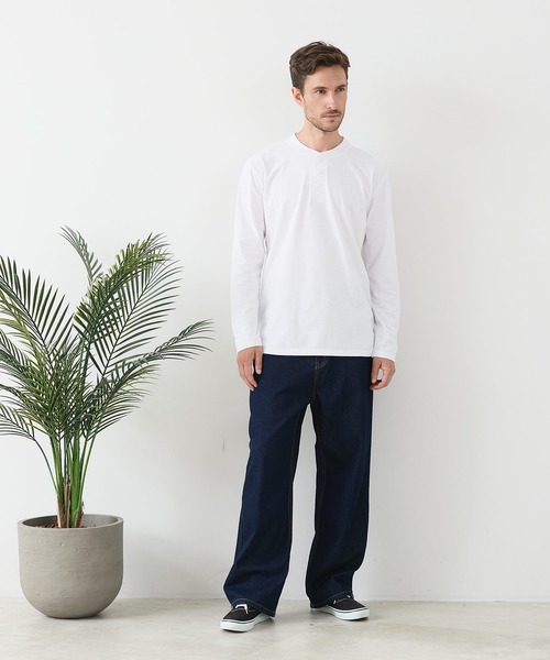 UNIIT(ユニット)の「【汗染みの目立ちにくいTシャツ ZEROSTAIN/ゼロステイン】ヘンリーネック ロンT 防汚 UVカット(Tシャツ/カットソー・メンズ・ホワイト/ブラック/杢グレー・X-LARGE/LARGE/MEDIUM)」の4枚目の写真