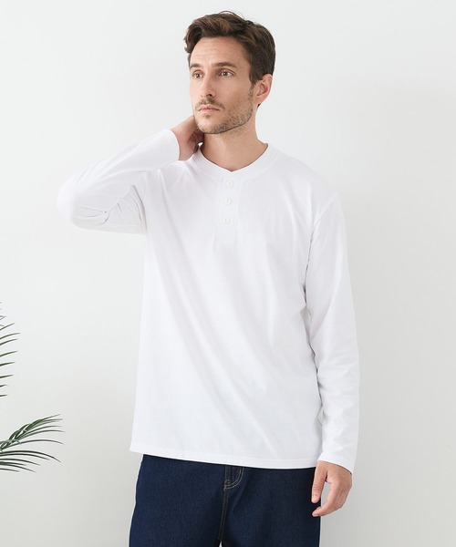 UNIIT(ユニット)の「【汗染みの目立ちにくいTシャツ ZEROSTAIN/ゼロステイン】ヘンリーネック ロンT 防汚 UVカット(Tシャツ/カットソー・メンズ・ホワイト/ブラック/杢グレー・X-LARGE/LARGE/MEDIUM)」の6枚目の写真