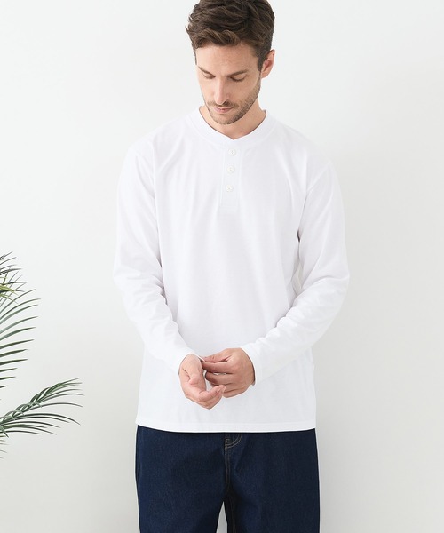 UNIIT(ユニット)の「【汗染みの目立ちにくいTシャツ ZEROSTAIN/ゼロステイン】ヘンリーネック ロンT 防汚 UVカット(Tシャツ/カットソー・メンズ・ホワイト/ブラック/杢グレー・X-LARGE/LARGE/MEDIUM)」の9枚目の写真