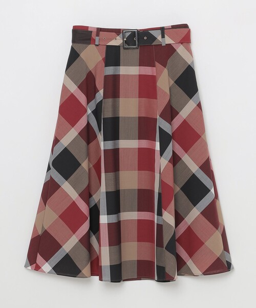 BLUE LABEL CRESTBRIDGE（ブルーレーベルクレストブリッジ）の「クレストブリッジチェックウールポリエステルフレアスカート（スカート・レディース・レッド/ダークネイビー/ベージュ系その他・38/36）」の10枚目の写真