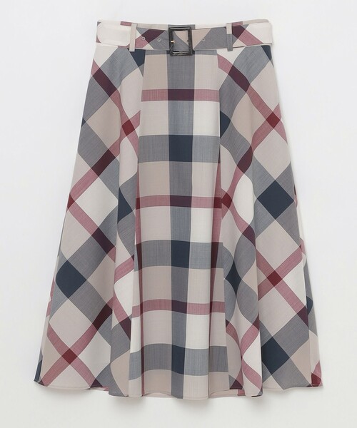 BLUE LABEL CRESTBRIDGE（ブルーレーベルクレストブリッジ）の「クレストブリッジチェックウールポリエステルフレアスカート（スカート・レディース・レッド/ダークネイビー/ベージュ系その他・38/36）」の6枚目の写真