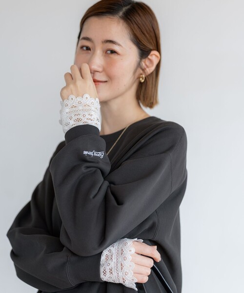 洗える】ナチュラルコットンベア レースレイヤード カットソー（T