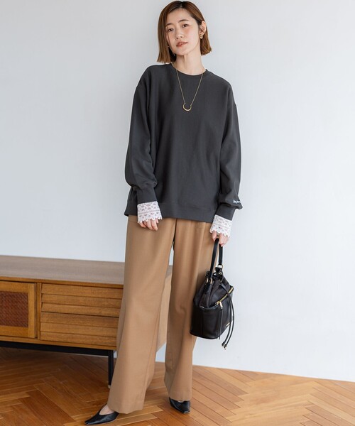 23区 L(ニジュウサンクオオキイサイズ)の「ナチュラルコットンベア レースレイヤード カットソー(Tシャツ/カットソー・レディース・ホワイト系・44/46/48)」の12枚目の写真