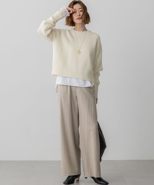 23区 L(ニジュウサンクオオキイサイズ)の「ナチュラルコットンベア レースレイヤード カットソー(Tシャツ/カットソー・レディース・ホワイト系・44/46/48)」の20枚目の写真