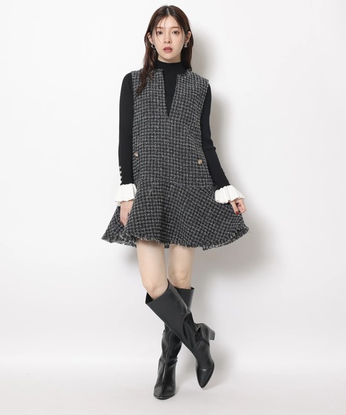 Rirandture(リランドチュール)の「フレアスリーブリブニット(ニット/セーター・レディース・レッド/ブラック/オフホワイト・2)」の8枚目の写真