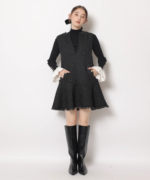 Rirandture チュールスリーブリブニット 試着のみ】rirandtureリランド