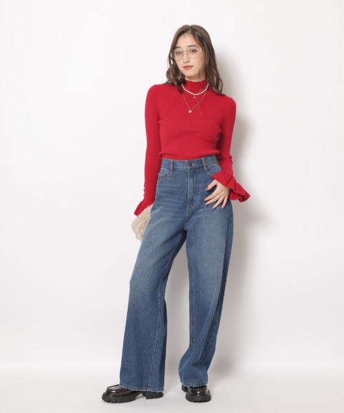 Rirandture(リランドチュール)の「フレアスリーブリブニット(ニット/セーター・レディース・レッド/ブラック/オフホワイト・2)」の20枚目の写真