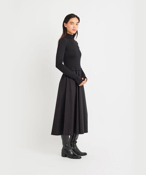 agnes b.（アニエスベー）の「コットン 長袖 ロング ワンピース ”Vian”（ワンピース・レディース・ブラック・1/2）」の3枚目の写真