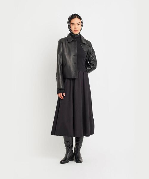 agnes b.（アニエスベー）の「コットン 長袖 ロング ワンピース ”Vian”（ワンピース・レディース・ブラック・1/2）」の8枚目の写真