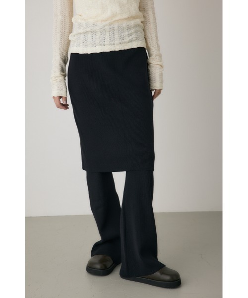 crie conforto（クリーコンフォルト）の「リブニットスカートパンツ 秋服 / 2枚セット（スカート・レディース・グレー/ブラック・FREE）」の2枚目の写真