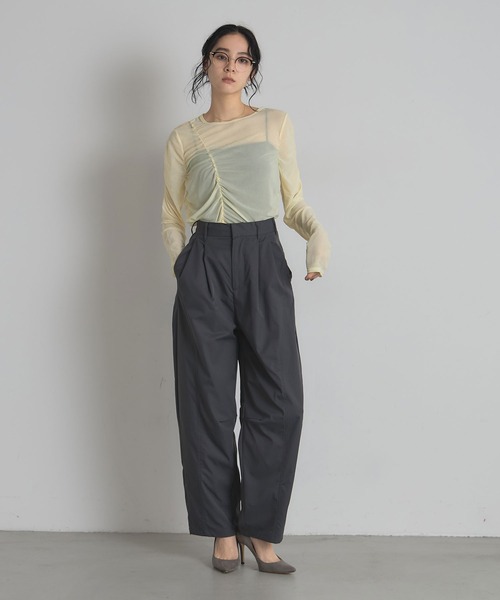 &. NOSTALGIA（アンドドットノスタルジア）の「タフタワイドカーブパンツ（その他パンツ・レディース・アイボリー/グレー・M）」の6枚目の写真