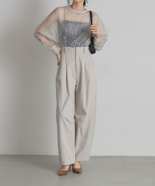 &. NOSTALGIA（アンドドットノスタルジア）の「タフタワイドカーブパンツ（その他パンツ・レディース・アイボリー/グレー・M）」の8枚目の写真