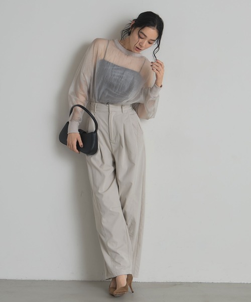 &. NOSTALGIA（アンドドットノスタルジア）の「タフタワイドカーブパンツ（その他パンツ・レディース・アイボリー/グレー・M）」の9枚目の写真