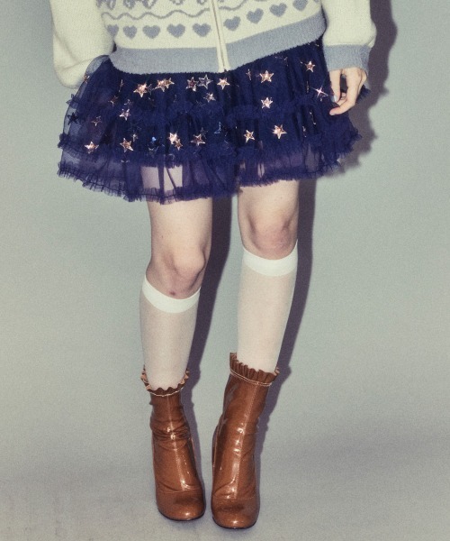 Candy Stripper(キャンディストリッパー)の「STAR GLITTER TULLE スカート(スカート・レディース・ピンク/ネイビー/オフホワイト・FREE)」の1枚目の写真