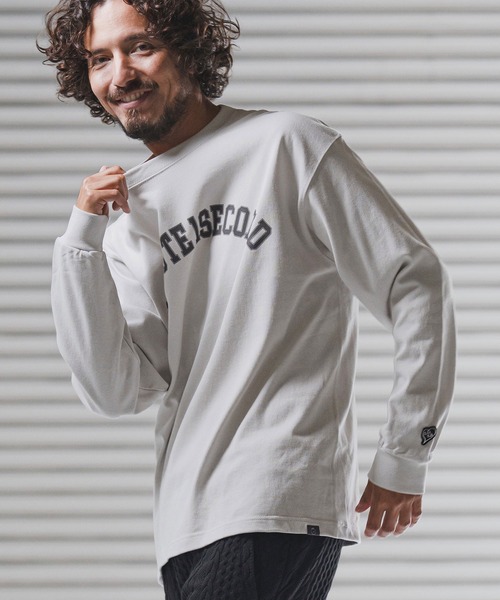 1minute 1second（ワンミニットワンセカンド）の「mlt5441-big silhouette college logo long cut&sewn ロングスリーブTシャツ(1M25F350)（Tシャツ/カットソー・メンズ・ホワイト/ブルー系その他/ブラック/グレー系その他・XL/L/M）」の3枚目の写真